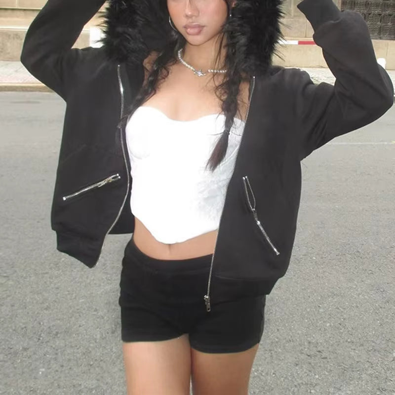 Faux Fur Collar Hoodie