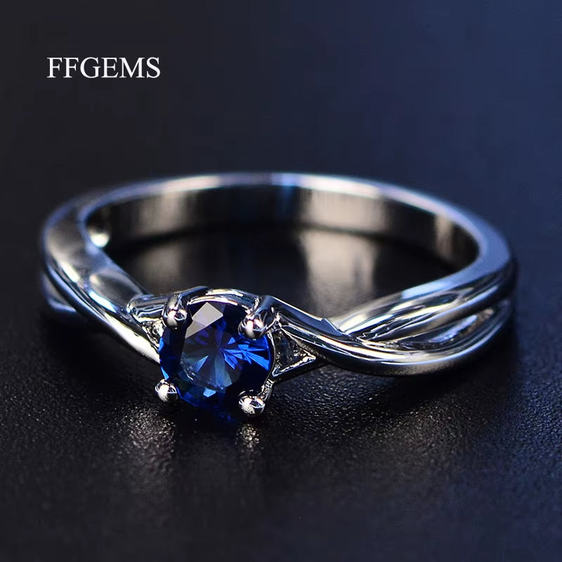 Gemstone Moissanite Amethyst Silver Ring Blue Sapphire Ring Silver 925 Jewelry Aquamarine Rings for Women Engagement Rings