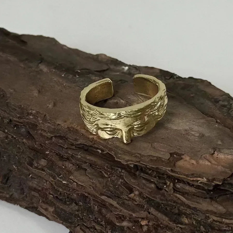 2026 Creative Venus Half Mask Ring for Men Vintage Carving Opening Adjustable Ring Fashion Jewelry Gifts