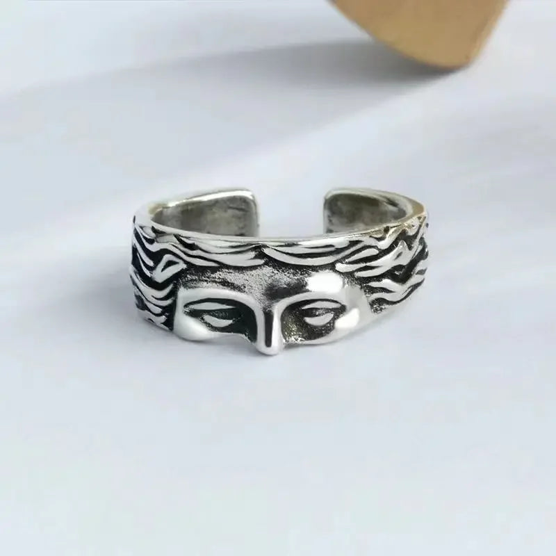 2026 Creative Venus Half Mask Ring for Men Vintage Carving Opening Adjustable Ring Fashion Jewelry Gifts