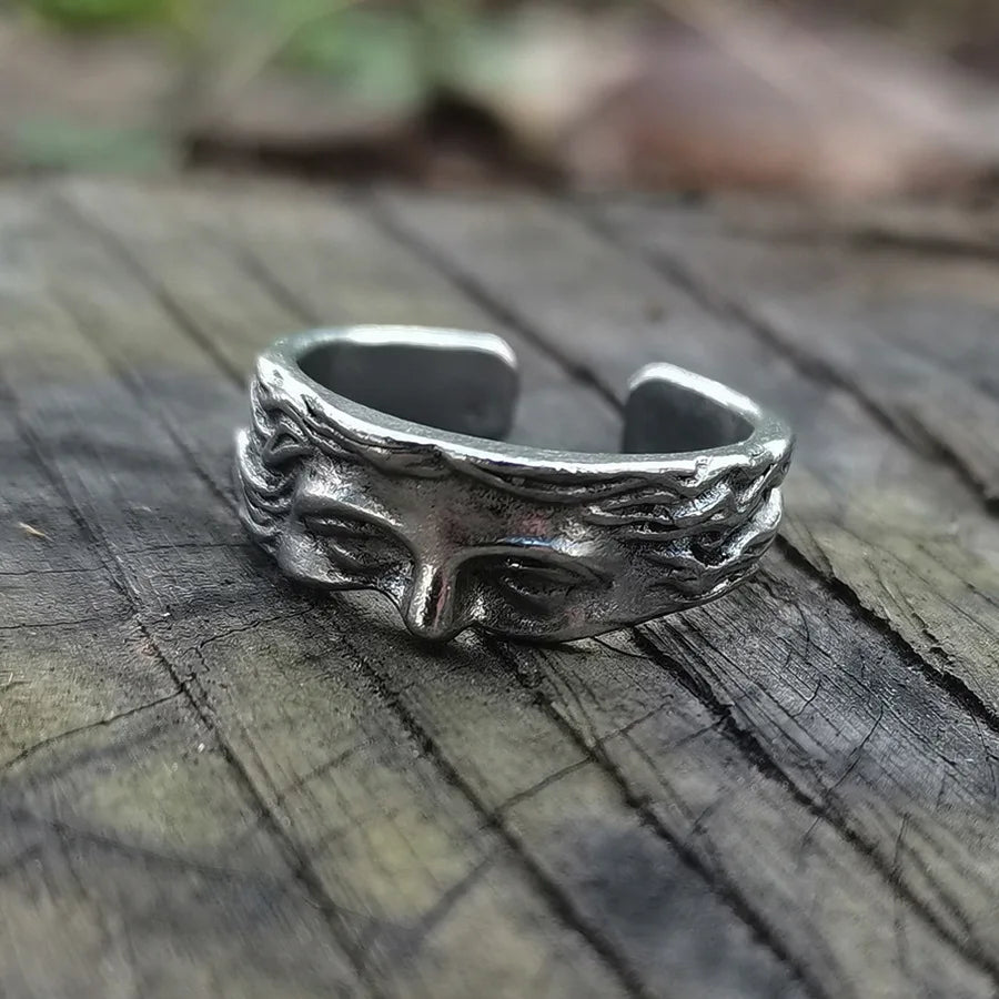 2026 Creative Venus Half Mask Ring for Men Vintage Carving Opening Adjustable Ring Fashion Jewelry Gifts