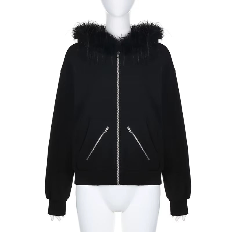 Faux Fur Collar Hoodie